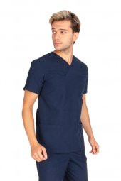 Erkek Doktor Hemşire Forması Scrubs Alpaka Kumaş Hastane Nöbet Tek Üst (Zarf Yaka Klasik Kol) - 1