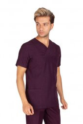 Erkek Doktor Hemşire Forması Scrubs Alpaka Kumaş Hastane Nöbet Tek Üst (Zarf Yaka Klasik Kol) - 3