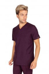 Erkek Doktor Hemşire Forması Scrubs Alpaka Kumaş Hastane Nöbet Tek Üst (Zarf Yaka Klasik Kol) - 4