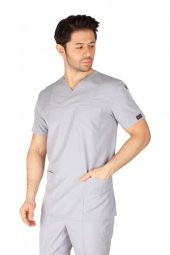 Erkek Doktor Hemşire Forması Scrubs Alpaka Kumaş Hastane Nöbet Tek Üst (Zarf Yaka Klasik Kol) - 8