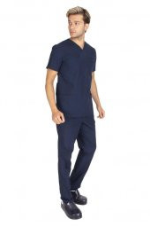 Erkek Doktor Hemşire Forması Scrubs Alpaka Kumaş Hastane Nöbet Takımı (Zarf Yaka Klasik Kol) - 3