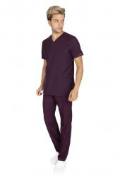 Erkek Doktor Hemşire Forması Scrubs Alpaka Kumaş Hastane Nöbet Takımı (Zarf Yaka Klasik Kol) - 5