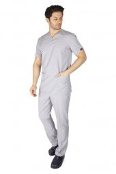 Erkek Doktor Hemşire Forması Scrubs Alpaka Kumaş Hastane Nöbet Takımı (Zarf Yaka Klasik Kol) - 9