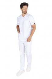 Erkek Doktor Hemşire Forması Scrubs Alpaka Kumaş Hastane Nöbet Takımı (Zarf Yaka Klasik Kol) - 10