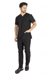 Erkek Doktor Hemşire Forması Scrubs Alpaka Kumaş Hastane Nöbet Takımı (Zarf Yaka Klasik Kol) - 12