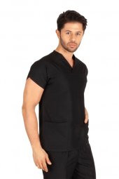Erkek Doktor Hemşire Forması Scrubs Likralı Esnek Kumaş Hastane Nöbet Tek Üst (Zarf Yaka Yarasa Kol) - 11