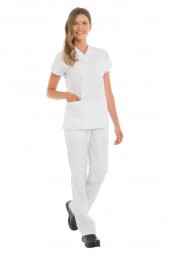 Kadın Doktor Hemşire Forması Scrubs Alpaka Kumaş Hastane Nöbet Takımı (V Yaka Dr Greys) - 7