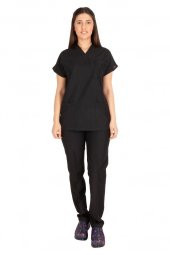 Kadın Doktor Hemşire Forması Scrubs Alpaka Kumaş Hastane Nöbet Takımı (V Yaka Dr Greys) - 8