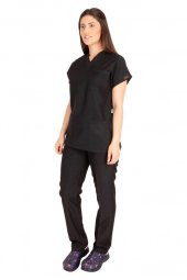 Kadın Doktor Hemşire Forması Scrubs Alpaka Kumaş Hastane Nöbet Takımı (V Yaka Dr Greys) - 9