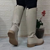 Pierre Cardin 52500 Krem  Fermuarlı 43cm İçi Kürklü Bayan Çizme - 4