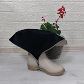 Pierre Cardin 52500 Krem  Fermuarlı 43cm İçi Kürklü Bayan Çizme - 6