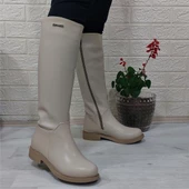 Pierre Cardin 52500 Krem  Fermuarlı 43cm İçi Kürklü Bayan Çizme - 3