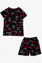 Kız Bebek Pijama Takımı Biber Desenli , Siyah - 2