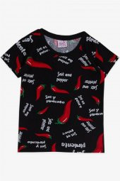 Kız Bebek Pijama Takımı Biber Desenli , Siyah - 3