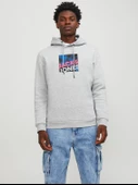 JACK JONES Baskılı Erkek Kapüşonlu Sweatshirt 12246994 thumbnail 2