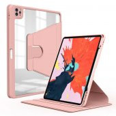 iPad Pro 12.9 2022 (6.Nesil) Kılıf Kalem Bölmeli Dönebilen Standlı Silikon - 5