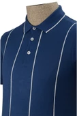 Cengiz İnler Çizgili Polo Yaka Düğmeli Merserize Erkek Triko T-shirt - 3