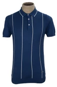 Cengiz İnler Çizgili Polo Yaka Düğmeli Merserize Erkek Triko T-shirt - 4