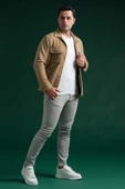 Sir Slimfit Çıtçıt Kapamalı Yan Ve Kapak Cepli Astarsız Yakalı Kırçıllı Spor Kısa Ceket - 1