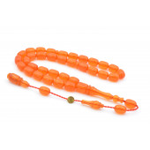 Sinan Songül İmzalı Kapsül Bilek Boy Turuncu Sıkma Kehribar Tesbih thumbnail 1