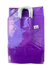 Büküm Saplı Kraft Kağıt Karton Hediyelik Çanta Poşet Torba - Mor - 25x31 Cm. - 25 Adetlik Paket - 1