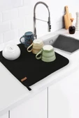 Microfiber Bulasik Kurutma Mati Kurulama Bezi Kurutma Örtüsü Tezgah Üstü Siyah thumbnail 1
