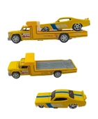 Metal Araba Çekici / Metal Araba Seti Sürtmeli Metal Araba 8cm. Araba Taşıyıcı 12cm. 8cm Sarı - 1