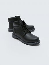 NUPEL Bağcıklı Deri Görünümlü ERKEK/BAYAN BOT SİYAH - 2