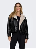 ONLY Bayan Deri Görünümlü Biker Ceket Mont 15298636 - 1