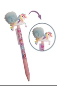 Unicorn Ponponlu Versatil Kalem 1 Adet Tek Boynuzlu Pompom 0,7 Uçlu Kalem Hediye Kalem Figürlü Sevimli Kalem - 1