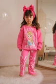 KIZ ÇOCUK ELSA MİCKEY 3 İPLİK İSPANYOL PAÇA TAYTLI PAMUK TAKIM - 8