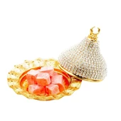 Swarovski Taşlı Lokumluk Kahve Yanı Çikolatalık Drajelik Kubbeli No.2 Sarı - 2