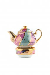 El Boyaması Demlik ve Kaide Seti Porselen Candy Miks - 1