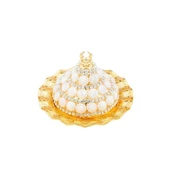 Boncuk ve Swarovski Taşlı Lokumluk Kahve Yanı Çikolatalık DrajelikKubbeli No.2 Sarı - 3