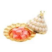 Boncuk ve Swarovski Taşlı Lokumluk Kahve Yanı Çikolatalık DrajelikKubbeli No.2 Sarı - 2