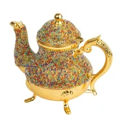 Dekor Amaçlı Renkli Taşlı Demlik Sefa Altın - 3