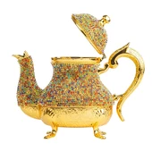 Dekor Amaçlı Renkli Taşlı Demlik Sefa Altın - 1