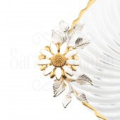 Cam Kase Sunumluk Servis Kasesi Beyaz Papatya Cam Kare Sunum Altın - 3