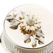 Çerezlik Şekerlik Drajelik Reçellik Cam Kase Hediyelik Beyaz Papatya Büyük Elysia Kase Gümüş - 3