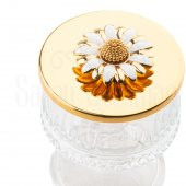 Kase Cam Kase Reçellik Şekerlik Çikolatalık Hediyelik Beyaz Papatya Cam Ayaklı Küçük Elysia Kase Altın - 4