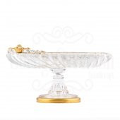 Cam Servis Sunum Tabağı Sunumluk Ayaklı Servis Tabağı Beyaz Papatya Cam Ayaklı Kare Servi Altın - 2