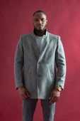 Slimfit Hakim Yaka Düğmeli Yan Cepli Astarlı Tek Yırtmaçlı Kaşmir Erkek Kaban - 3