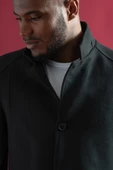 Slimfit Hakim Yaka Düğmeli Yan Cepli Astarlı Tek Yırtmaçlı Kaşmir Erkek Kaban - 12
