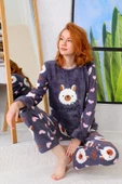 Nisanca Kışlık Kadın Welsoft Polar Pijama Takımı - Yeni Yıl Pijaması - 1