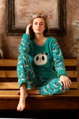 Nisanca Kışlık Kadın Welsoft Polar Pijama Takımı - Yeni Yıl Pijaması - 6