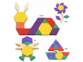 Ahşap 125 Parça Blok Eğitici Tangram Puzzle - 7