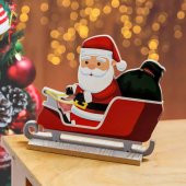 Yılbaşı Dekoru Ahşap Kızaklı Noel Baba 20 CM - 1