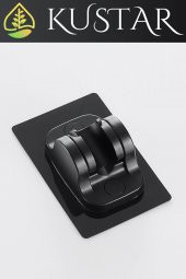 Kustar Siyah Kendinden Yapışkanlı 15 Kg Taşıyabilen Nano Duş Başlığı Askısı Mafsal Kolay Temiz Kurulum - 1