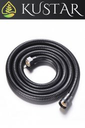 Kustar Siyah 1,5M Örgülü Duş Hortumu Ve 90 Derece Ayarlanabilir Siyah Duş Askısı 2Li Set - 3