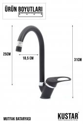 Kustar Siyah Mix 3 Lü Banyo Duş Batarya Seti Mutfak Ve Lavabo Evyed - 3